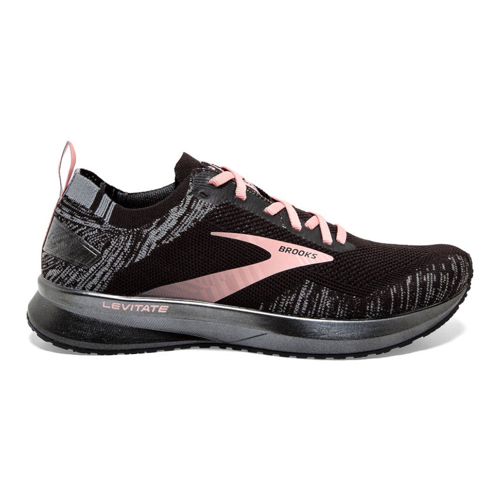 Women's Brooks Levitate 4, Black/Grey/Coral Cloud, 6.5 B Medium