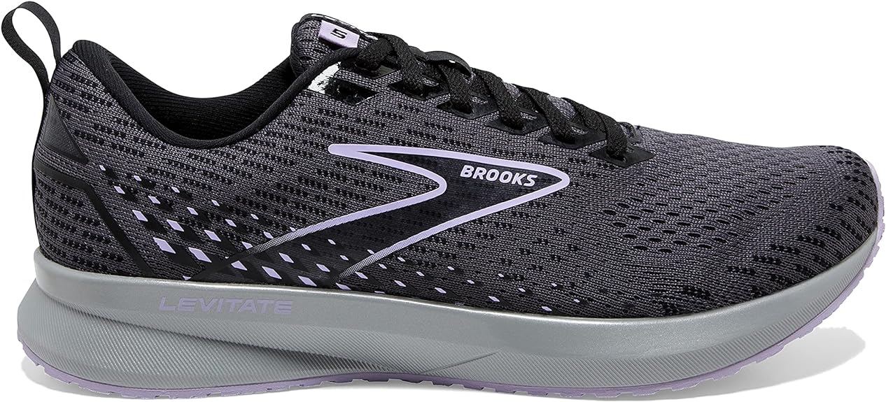 Women's Brooks Levitate 5, Ebony/Black/Lilac, 9 B Medium