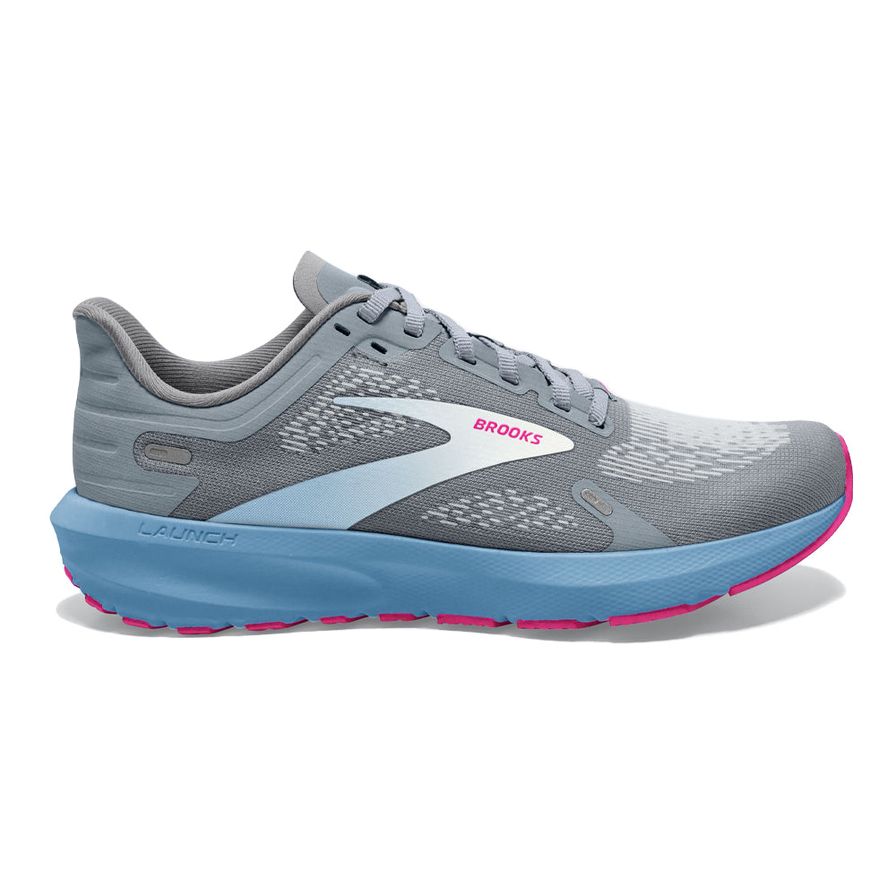 Women's Brooks Launch 9, Grey/Blue/Pink, 10 B Medium