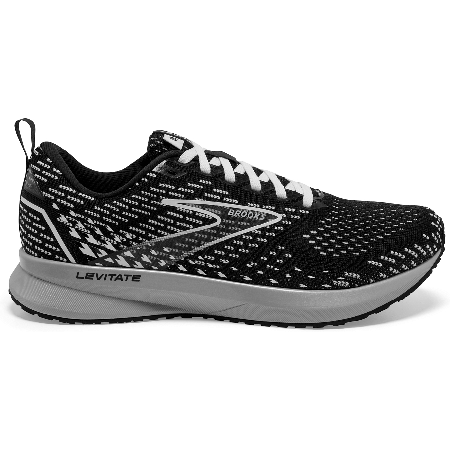Women's Brooks Levitate 5, Black/Grey/White, 8.5 B Medium