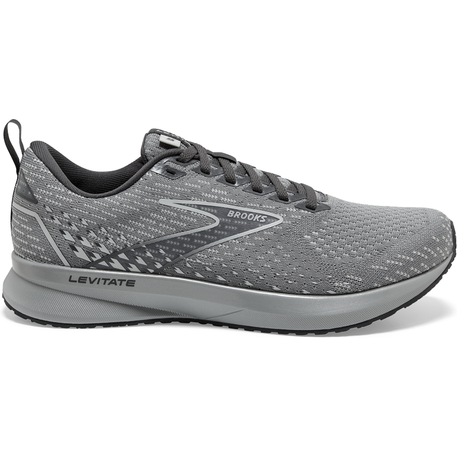 Women's Brooks Levitate 5, Grey/Oyster/Blackened Pearl, 7.5 B Medium