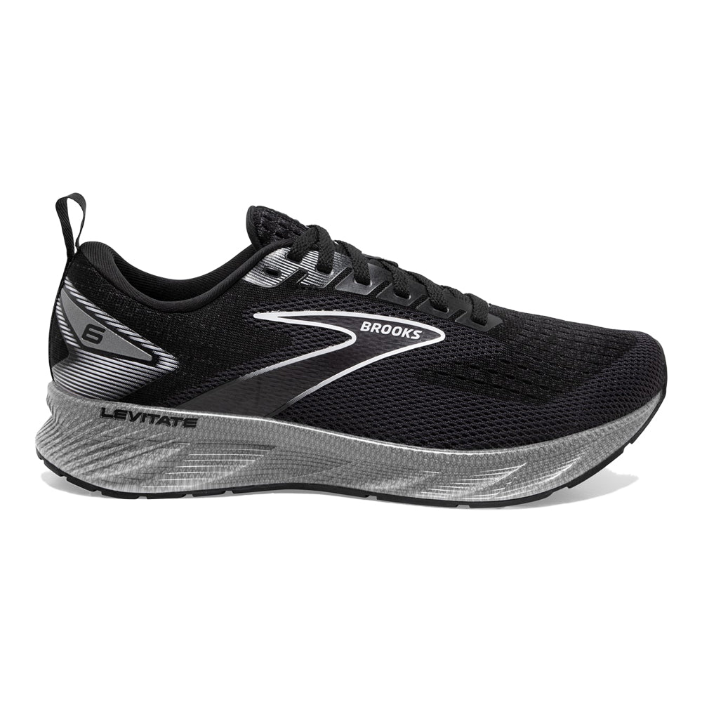 Women's Brooks Levitate 6, Black/Blackened Pearl/White, 11 B Medium