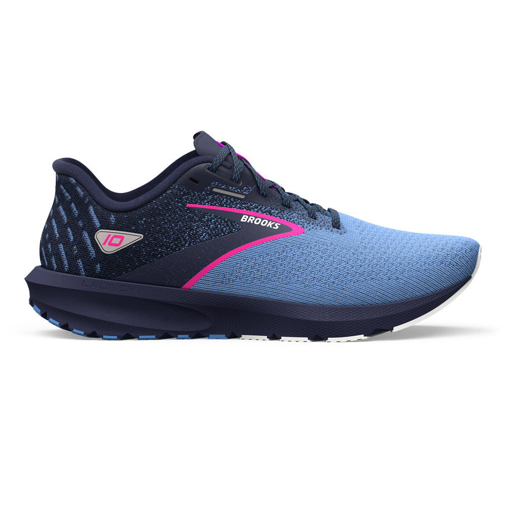 Women's Brooks Launch 10, Peacoat/Marina Blue/Pink Glo, 8.5 B Medium