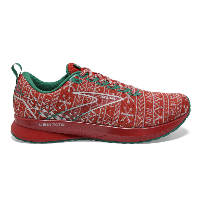 Women's Brooks Levitate 5, Red/White/Green, 9 B Medium