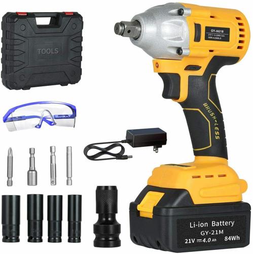 21V Cordless Impact Wrench Torque Max Power Brushless 1/2 520Nm 10PC Tool Kit