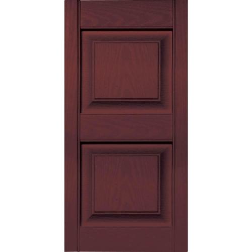 15 in. Vinyl Raised Panel Shutters in Bordeaux - Set of 2 (14.75 in. W*1 in. D*34.875 in. H (4.37 lbs.))